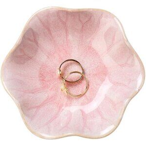 Lotus Leaf Shape Decorative Ring Tray Small Key Bowl Ceramic Trinket Tray